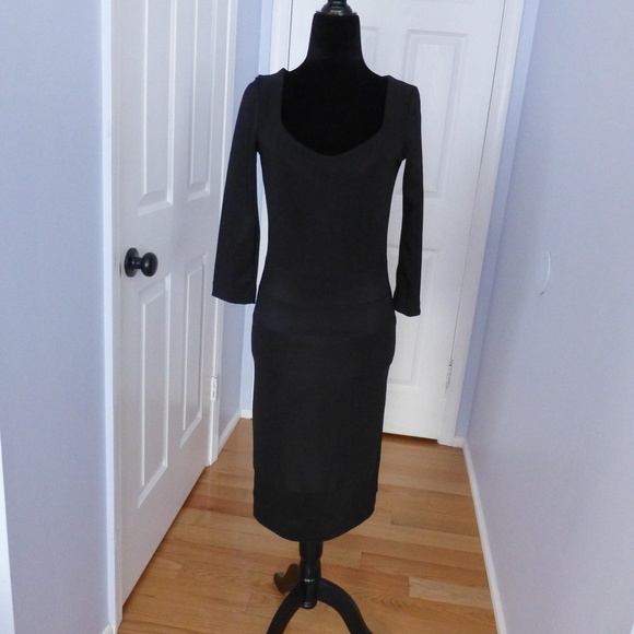 Sinequanone Black Fitted Knee-Length Dress | 3/4 Sleeves | LBD | Size XS-S - Picture 1 of 5